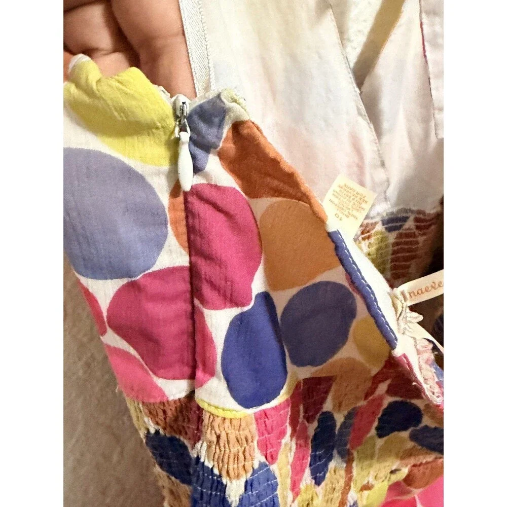 Anthropologie Maeve 100% cotton Halter Vibrant Multi Color Polka Dot Dress 10